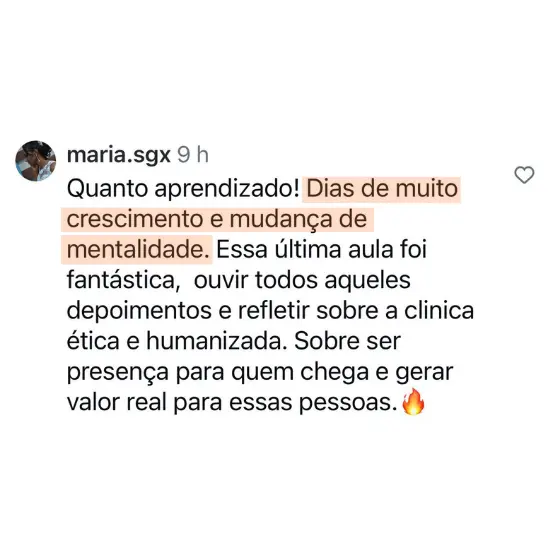 Depoimento de aluna do Método Viver da Clínica