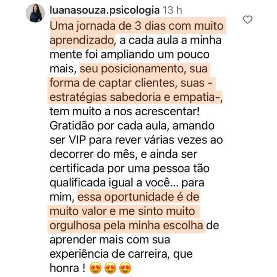 Depoimento de aluna do Método Viver da Clínica