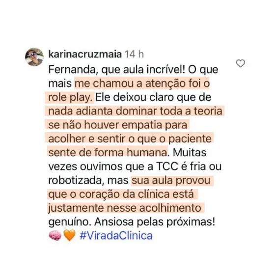 Depoimento de aluna do Método Viver da Clínica