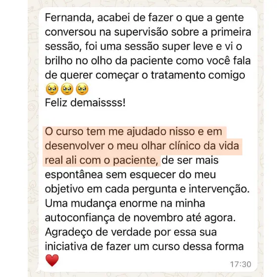Depoimento de aluna sobre olhar clínico