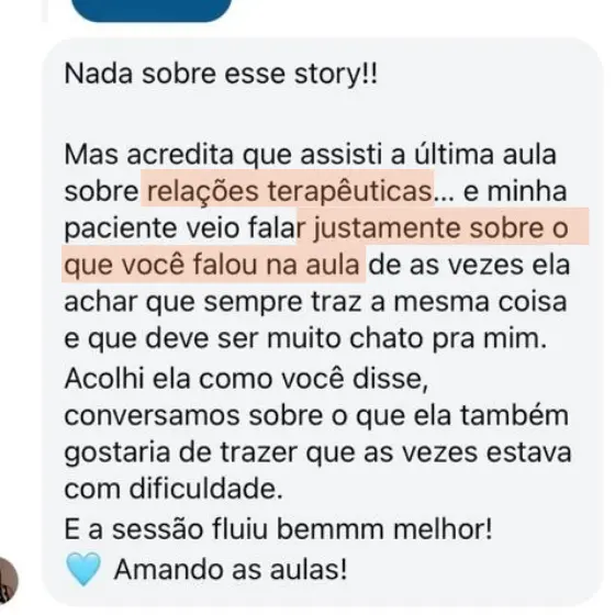 Depoimento sobre relações terapêuticas